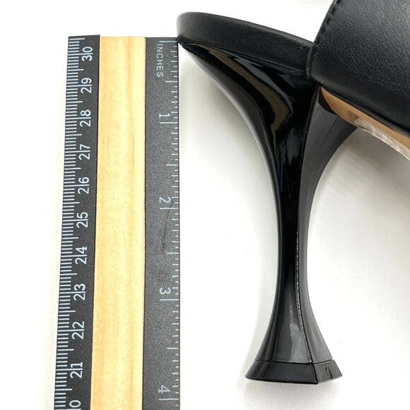 Vince Camuto 9.5 Sanda Black Leather Strappy Flared Heels Dress Sandals Shoes - Picture 13 of 14